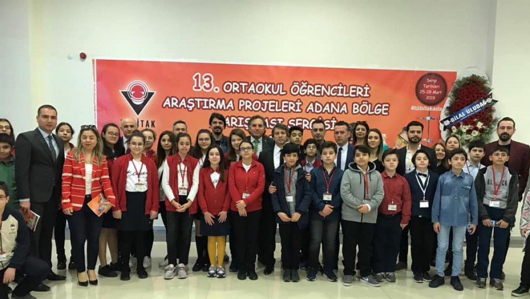 Tübitak 13. Ortaokul Öğrencileri Araştırma Projeleri Adana Bölge Yarışmasında İlimize Ait 15 Proje Ödül Almaya Hak Kazandı.