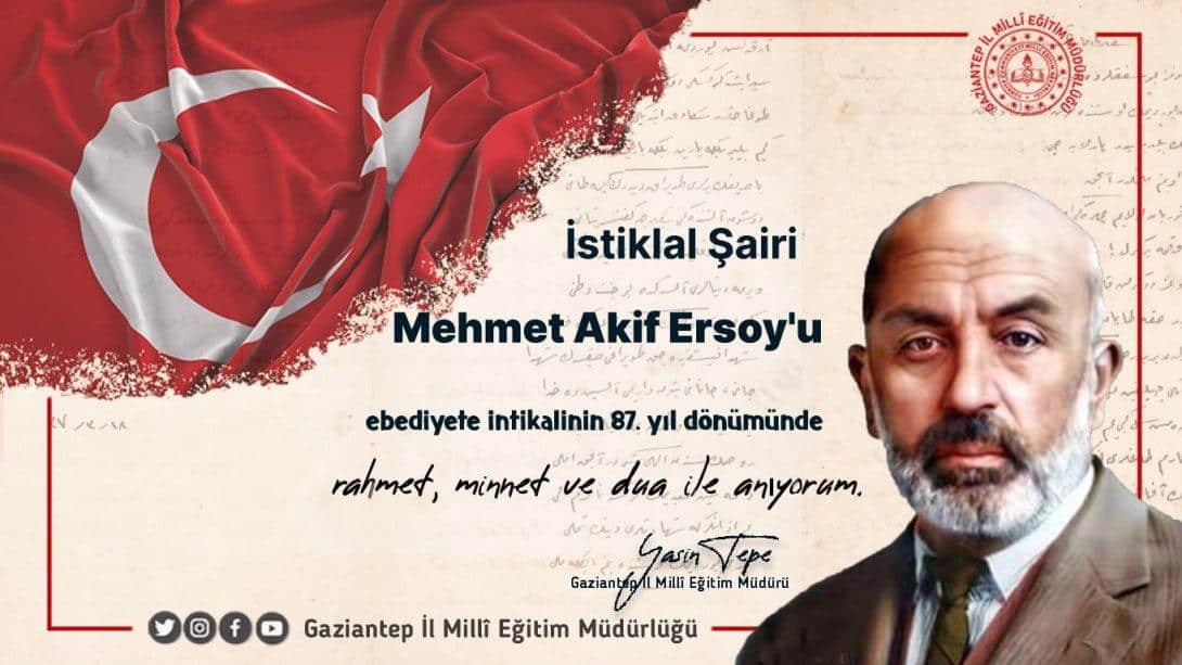 İstiklal Marşı'nın Şairi Mehmet Akif Ersoy'un Ölüm Yıl Dönümü 