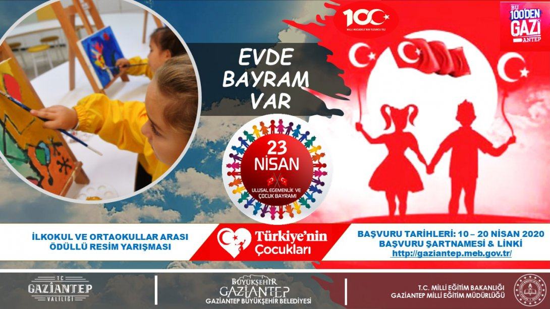 Sevgili İlkokul ve Ortaokul Öğrencilerimiz,Gaziantep Büyükşehir Belediyesi ile Mili Eğitim Müdürlüğümüz tarafından düzenlenen resim yarışmasına başvurunuzu bekliyoruz.