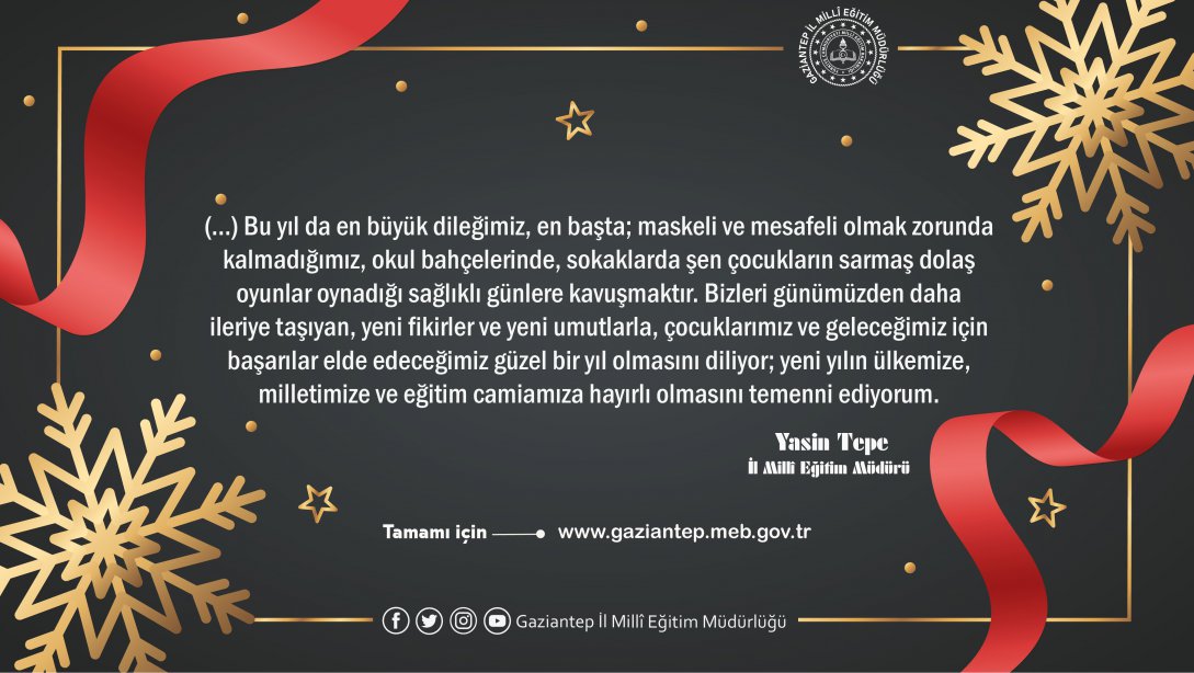İl Müdürümüz Yasin Tepe'nin Yeni Yıl Kutlama Mesajı
