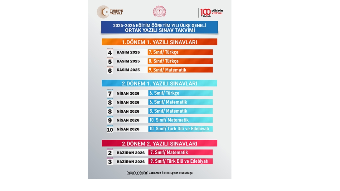 ÜLKE GENELİ ORTAK YAZILI SINAV TARİHLERİ BELLİ OLDU!
